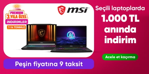 Seçili laptoplarda  1.000 TL anında indirim