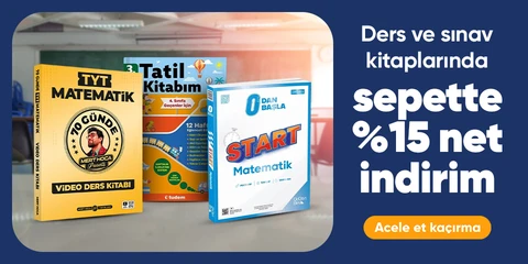 Ders ve sınav kitaplarında  sepette %15 net indirim