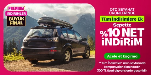 Oto seyahat ürünlerinde sepette %10 indirim