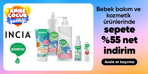 INCIA & Siveno Bebek Bakım ve Kozmetik Ürünlerinde Sepette %55 İndirim!