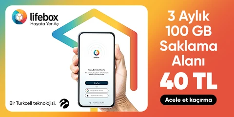 Lifebox 3 Aylık 100 GB Saklama Alanı 40 TL