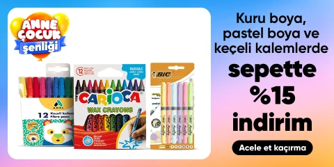 Kuru Boya,Pastel Boya ve Keçeli Kalemlerde Sepette %15 İndirim
