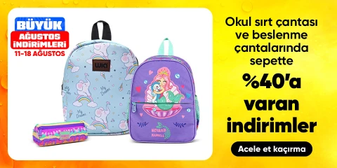Okul Sırt Çantası ve Beslenme Çantalarında Sepette %40'a Varan İndirim