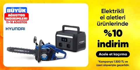 Hyundai Markalı Elektrikli El Aletleri  Ürünlerinde 1500 TL'ye %10 İndirim