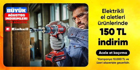 Einhell Markalı  Elektrikli El Aletleri  Ürünlerinde  10000 TL'ye 150 TL İndirim