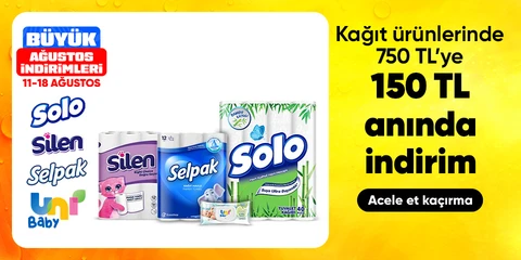 Temizlik ve hijyen ürünlerinde 750 TL' ye 150 TL anında indirim