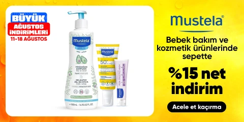 Mustela Markalı Bebek Bakım ve Kozmetik Ürünlerinde Sepette Net %15 İndirim