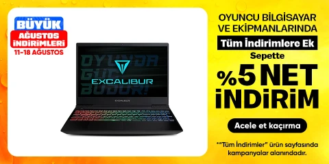 Oyunculara özel bilgisayar ve ekipmanlarında Tüm İndirimlere Ek sepette %5 net indirim