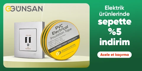 Günsan Markalı elektrik Ürünlerinde Sepette %5 İndirim