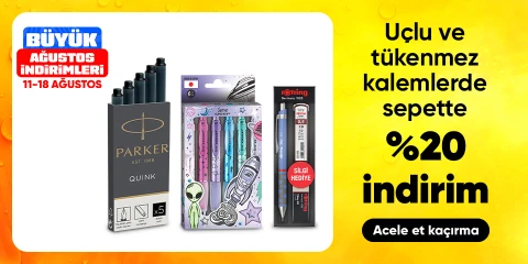 Uçlu ve tükenmez kalemlerde sepette %20 indirim