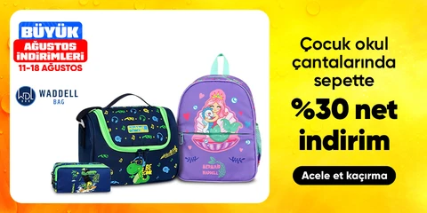 Çocuk okul çantalarında sepette %30 net indirim