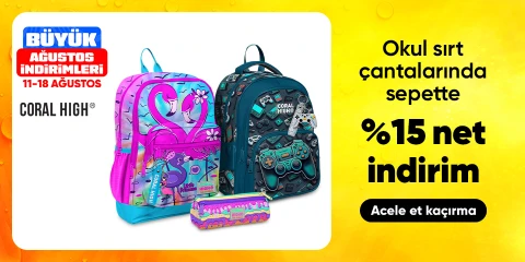 Okul sırt çantalarında sepette %15 net indirim