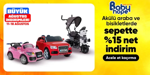 Babyhope Markalı Akülü ve Bisikletlerde Sepette Net %15 İndirim