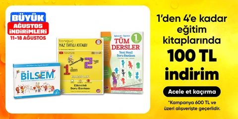 1’den 4’e kadar  eğitim kitaplarında 100 TL indirim