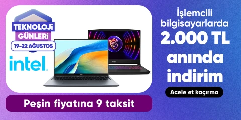 Intel İşlemcili Bilgisayarlarda 2000TL Kupon Fırsatı