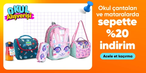 Okul çantaları ve mataralarda sepette %15 indirim