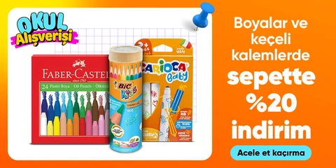 Boyalar ve keçeli kalemlerde sepette %20 indirim