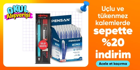 Uçlu ve tükenmez kalemlerde sepette %20 indirim