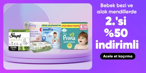 Bebek bezi ve ıslak mendillerde  2.'si %50 indirimli