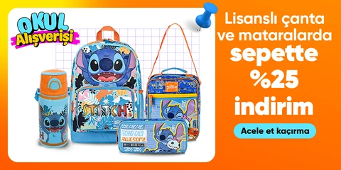 Lisanslı çanta ve mataralarda sepette %25 indirim