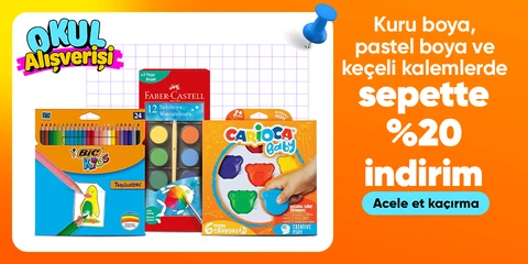 Kuru boya pastel boya ve keçeli kalemlerde sepette %20 İndirim