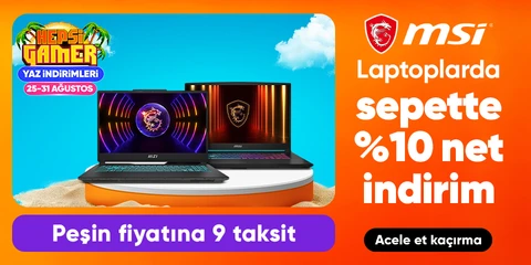 MSI Laptoplarda Sepette %10 Net İndirim