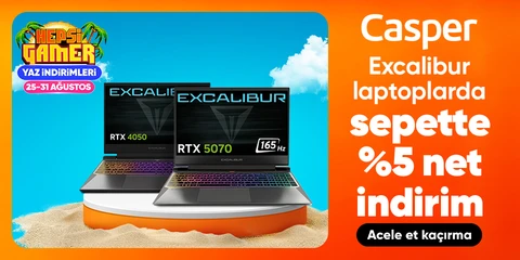 Casper Excalibur Laptoplarda Sepette %5 Net İndirim 