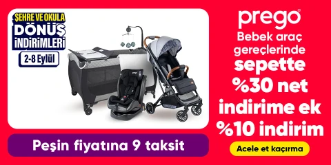 Prego Bebek Araç Gereçlerinde Sepette %30 Net İndirim + %10 Net İndirim