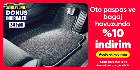 Oto Paspas ve Bagaj Havuzunda 300 TL Üzerine %10 İndirim!