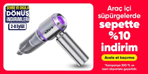 Araç İçi Süpürgelerde 300 TL Üzeri Sepette %10