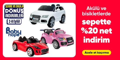 Babyhope Markalı Akülü ve Bisikletlerde Sepette Net %20 İndirim