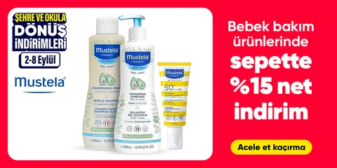 Mustela Bebek Bakım Ürünlerinde Sepette Net %15 İndirim