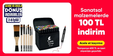 Sanatsal malzemelerde   600 TL'ye 100 TL İndirim