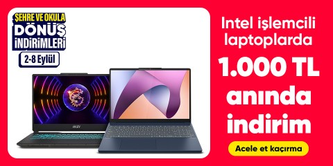 Intel Core  işlemcili laptoplarda  1.000 TL anında indirim