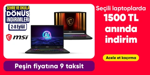 MSI Laptoplarda 1.500 TL Kupon