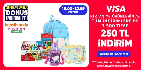 Kırtasiye ürünlerinde tüm indirimlere ek 2.500 TL'ye 250 TL indirim