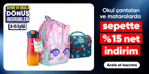 Okul Çantaları ve Mataralarda  Sepette Net %15 İndirim