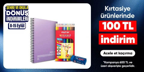 Kırtasiye Ürünlerine Özel  600 TL'ye 100 TL İndirim