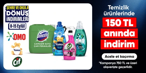 Temizlik ürünlerinde 150 TL anında indirim