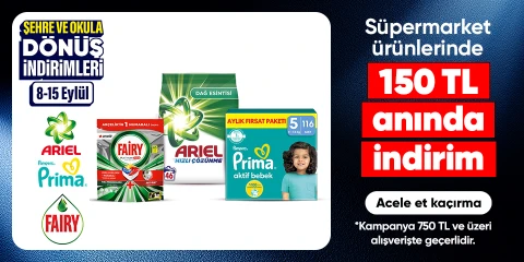 Süpermarket ürünlerinde 150 TL anında indirim