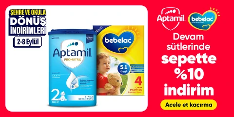 Aptamil ve Bebelac Devam Sütlerinde Sepette %10 İndirim