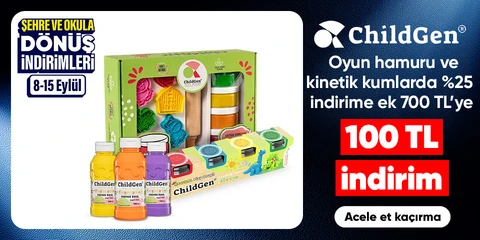 Childgen Playdough Oyun Hamuru ve Kinetik Kumlarda %25 indirim + 700 tl üzeri 100 tl indirim