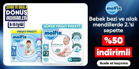 Bebek bezi ve ıslak mendillerde 2.’si sepette %50 indirimli
