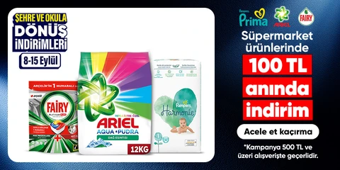 Temizlik ürünlerinde 100 TL anında indirim*