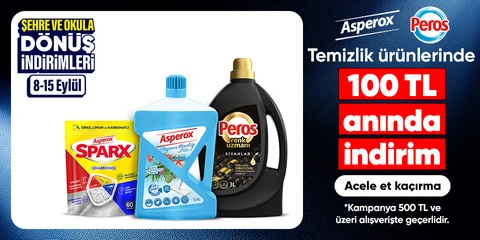 Temizlik ürünlerinde 100 TL anında indirim*