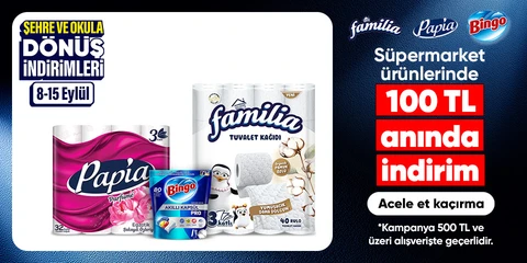 Kağıt ürünlerinde 100 TL anında indirim*