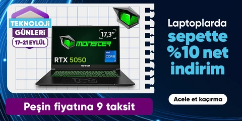Monster Laptoplarda Sepette %10 Net İndirim 