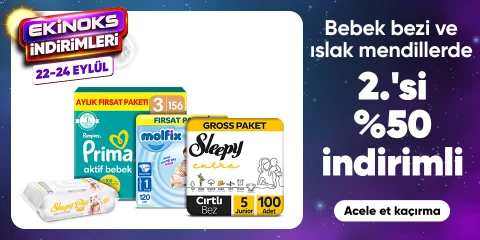 Bebek bezi ve ıslak mendillerde  2.'si %50 indirimli