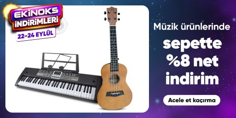 Müzik ürünlerinde  sepette %8 net indirim