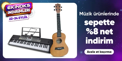 Müzik ürünlerinde  sepette %8 net indirim
